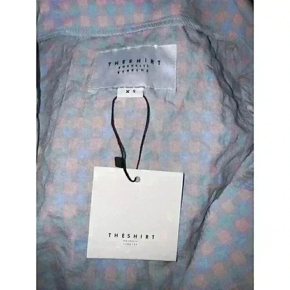 The Shirt Rochelle Behrens Baby Blue & Pink Checkered Collared Dress NWT Size XS - Picture 6 of 8